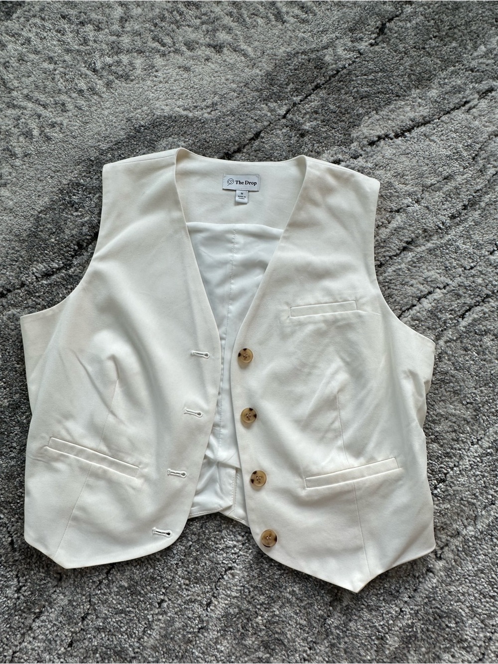 The Drop Women's Cream Button-Down Vest